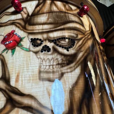 Rikki Rockett's Poison, Rockett Drum Works, Steam Bent Hickory "The Rose" Drum Kit, 22",16", 14", 12", 10",  Plus Woofer, Swarovski Crystals, Signed! STUNNING image 12
