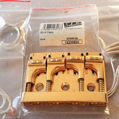 Schaller 3D-4P 4 String Polyphonic Midi Piezo Bass Bridge Gold image 1
