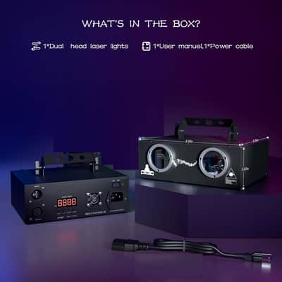 DJ Laser Light with APP Control & DMX512, RGB 3D Dual-Aperture Animation Projector, Custom Text & Scenes, Sound Activated Stage Lighting for Party, Club, Karaoke image 2