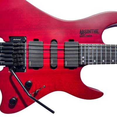 Bootlegger Guitar Absinthe Headless 2022 Red Matte EMG Coil Split Tremolo Case image 9