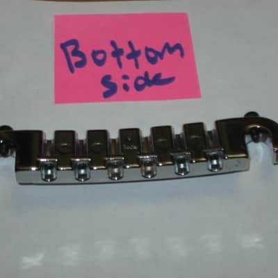 lite use (generally very clean) Gibson (sourced from Ping Works - PW) Lightning Bar Compensated Wraparound Bridge, Chrome [+ studs & anchors & hex key tool] from mid 2010s Gibson LP Jr floor piece (guitar NOT included) Chrome Plated ZINC image 17