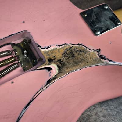 MyDream Stratocaster Custom Built - Relic Pink over Black Gilmour image 9