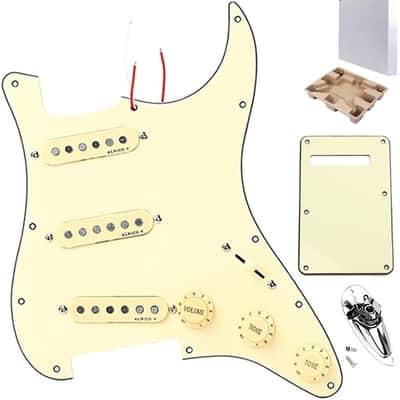 Prewired Loaded Pickguard, Pickguard Guitar 3-Ply SSS Prewired Loaded Pickguard with Alnico V Pickups Kit Humbucker Pickups for Stratocaster/Strat Electric Guitars Replacement Parts (101A) image 2