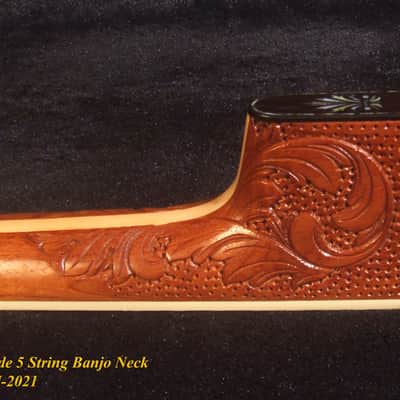 Handcrafted 5 String Banjo Neck, Solid Mahogany & Hard Maple CowBoy Inlay, Heel Carved, Bruce Wei BN-2021 image 7