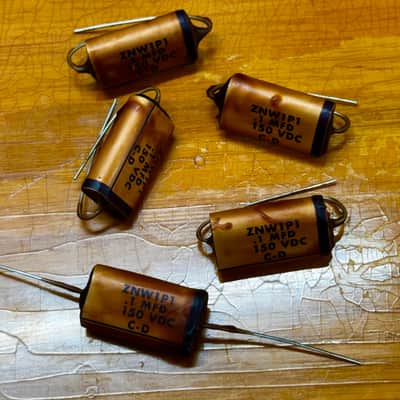 Reproduction Fender Blackguard Telecaster Stratocaster 1952 - 1958 phone book capacitor cap .1 150v p bass esquire tone control plate phonebook for pots image 3