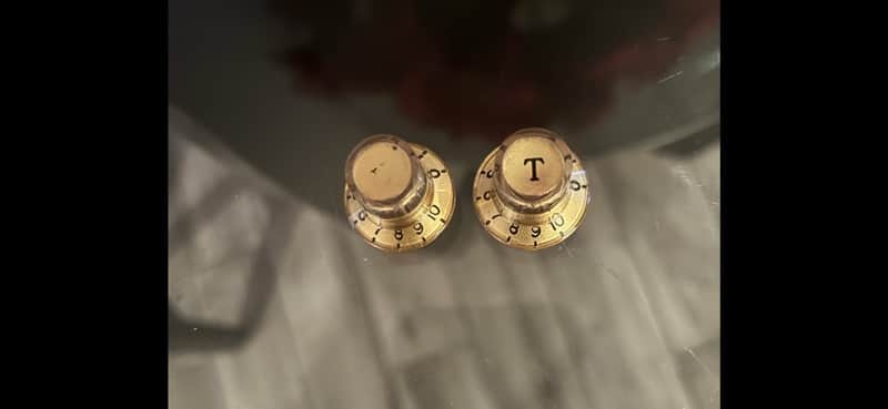 Vintage 1960s Pair of Gold Univox Guitar Knobs Japan Fits Teisco image 1