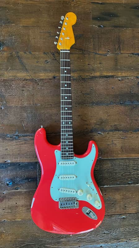 MJT VTS Stratocaster in Coral Red with CS body, Fender Vintage Noiseless Pickups and All Parts neck. Stratocaster 2018 onwards - Custom Relic image 1