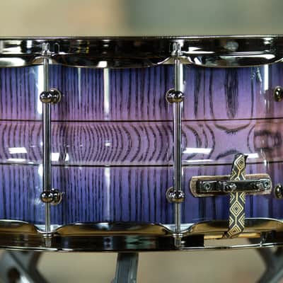 HHG Drums 14x7 Contoured White Ash Stave Snare Drum, Purple Burst High Gloss Lacquer image 8