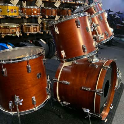 Vintage 1980's TAMA Royalstar 7-Piece 8/10/12/13/16/22 Drum Kit Set in Super Mahogany Satin w/ Metal Snare Drum image 4