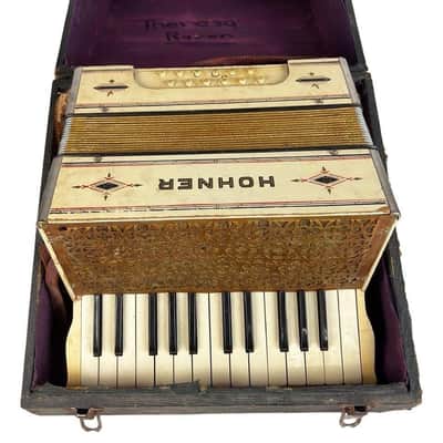 Early 20th Century M. Hohner German Accordion w/ Leather Harness and Case image 1
