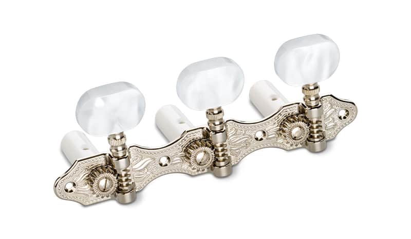 Schaller Germany 3x3 Classic Hauser Classical Guitar Tuners - Nickel/Pearl image 1