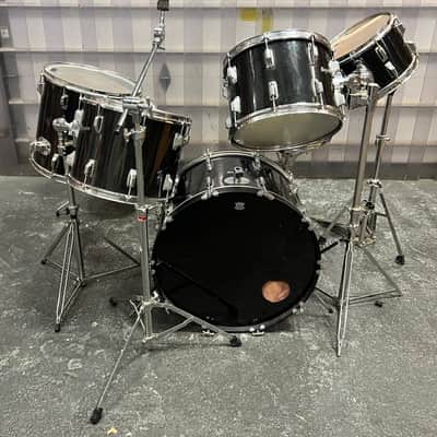 Vintage 1970's Rogers 7-Piece Drum Set, Black w/ Dyna-Sonic Custom Build Roger's Snare & Hardware image 3