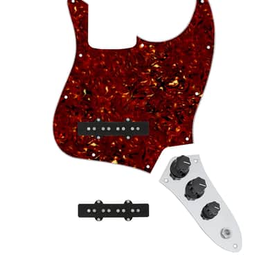 920D Custom Jazz Bass Loaded Pickguard With Groove (Modern) Pickups, Tortoise Pickguard, and JB-C Control Plate