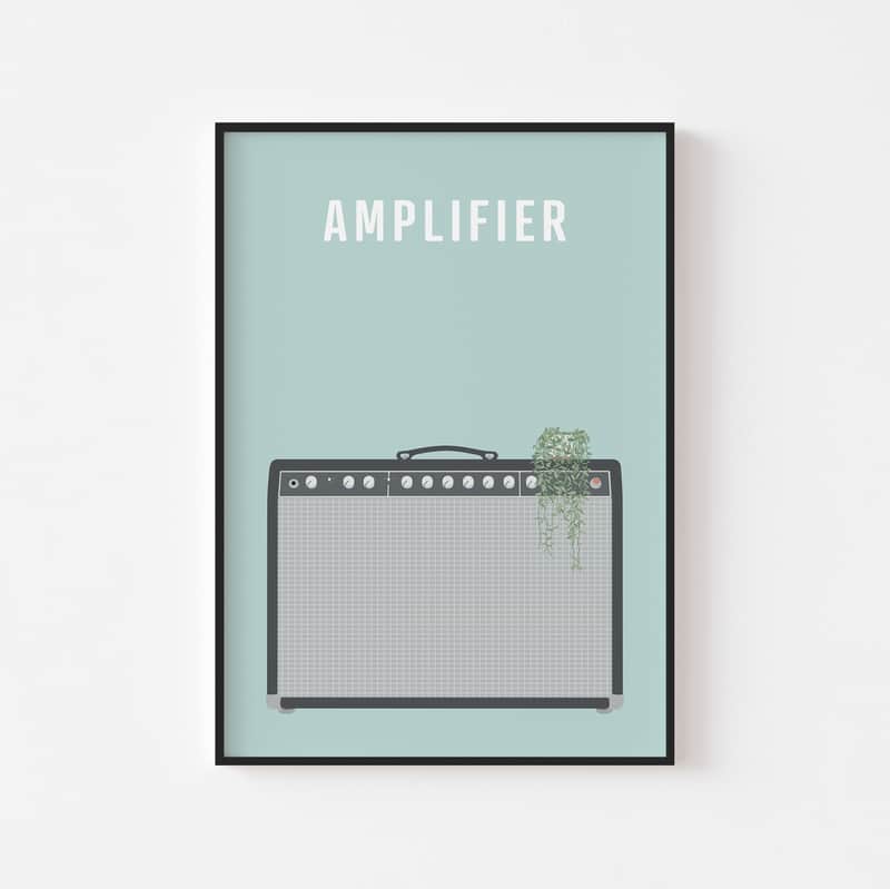Amplifier Print - Retro Music Poster, Fender Amp Art, Instrument Wall Art, Music Studio, A3 Size image 1