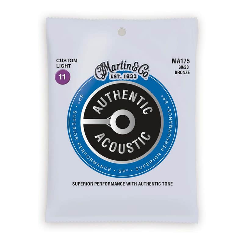 Martin MA175 Authentic Acoustic SP 80/20 Bronze Acoustic Guitar Strings - Custom Light (.11 - .52) image 1