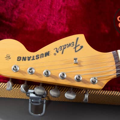 1995 Fender Japan MIJ MG69 '69 Mustang Vintage White FujiGen Tweed HSC image 3