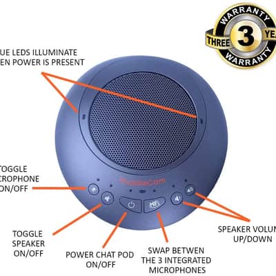 HuddleCam HCHPAIR2DUO HuddlePod Air2 Dual Wireless Conference Call Speaker and Microphone System image 3