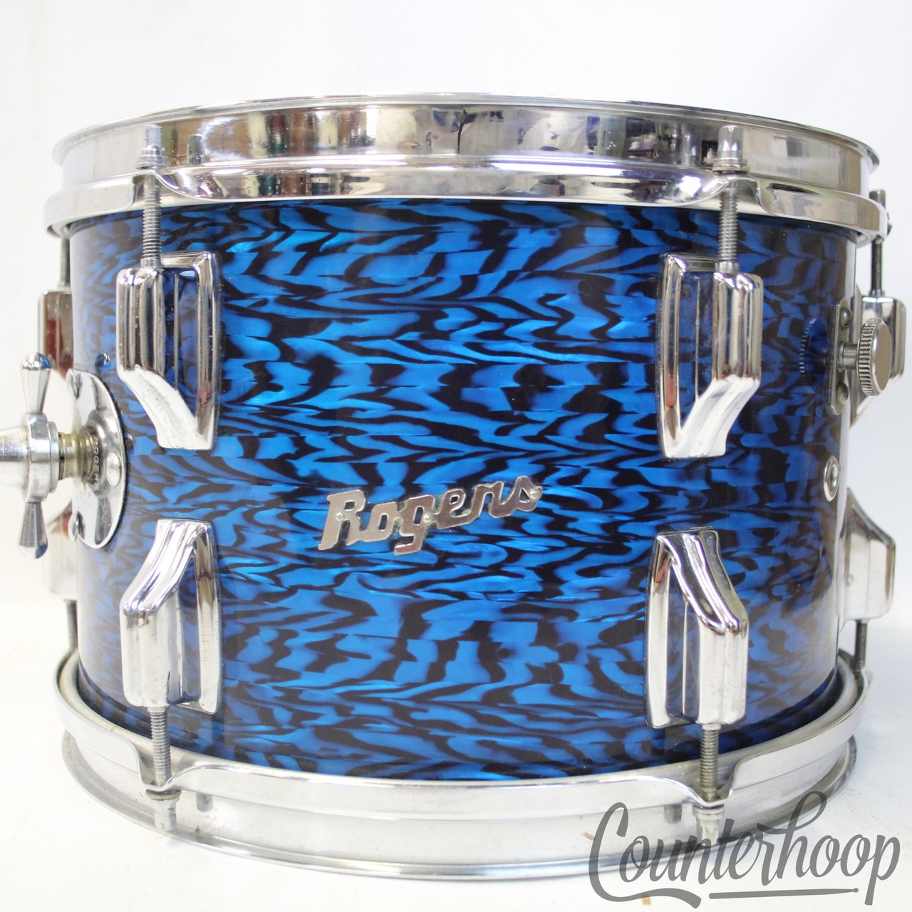 Rogers 12x8" Blue Onyx Dayton Holiday Tom Drum Vintage 60s Powertone Swivomatic — main photograph