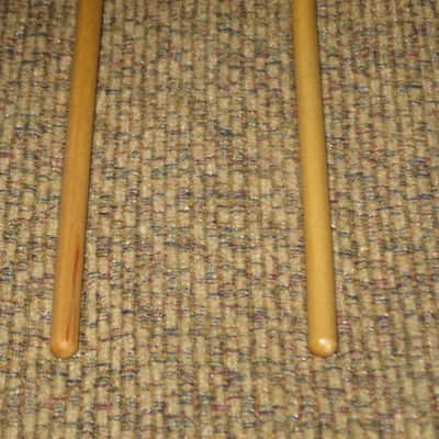 one pair new old stock near A+ Mike Balter MB93B (93B) Extra Hard Keyboard Mallets, 1 plastic (phenolic) round white HEADS and natural birch HANDLES - mid to late 1990s (+ packaging) Unwound Series image 11