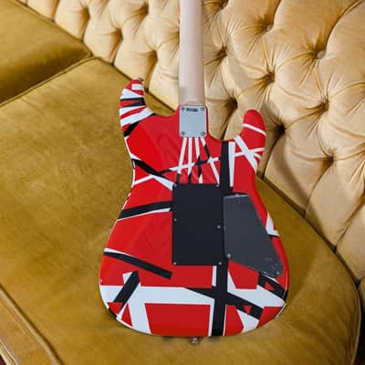 EVH Striped Series Left Handed Electric Guitar - Red, Black and White Stripes image 12