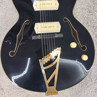D'Angelico Excel 59 Hollowbody Electric Guitar w/Case, Black DAEX59BLK B-Stock image 3