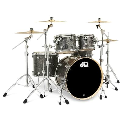 DW DWe 5pc Complete Electronic/Acoustic Drum Set w/Roland Cymbals & V71 Black Galaxy image 4