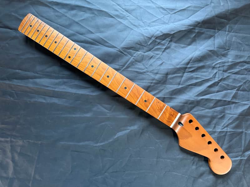 BMC Guitar Neck Strat® Stratocaster® 22 Fret Roasted Maple With Maple Fingerboard Nitro Lacquer Rounded Fret Ends - 9.5 Radius   [SN105] image 1