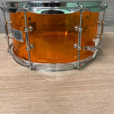 Pork Pie Pig Lite Acrylic Snare Drum Amber Orange 13 x 7 in #3183 image 3