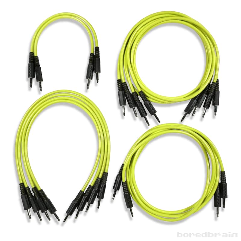 Boredbrain Essential 12-Pack Eurorack Modular Patch Cables 3.5mm TS Nuclear Yellow image 1