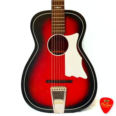1960s Truetone “Fun Time” 5DC9510 Harmony-Built Redburst Parlor Guitar – “Baby Mama” image 2