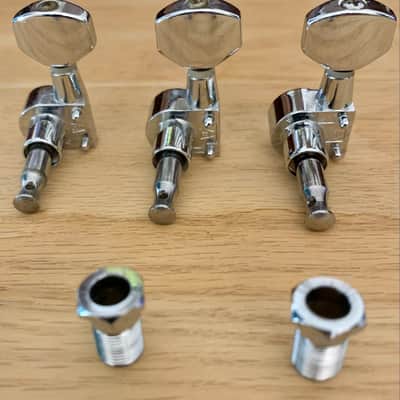 Tuning Heads (3) For Electric Guitars, In-Line Style, Right Handed (Chrome) image 3