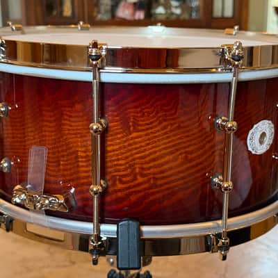 Ludwig Aged Exotic Tamo Ash 6.5x14 Snare Drum Cherry Carmel Lacquer image 13