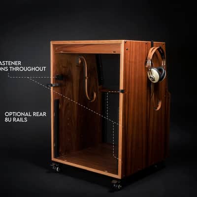 COMRADE 14u sidecar audio rack - Walnut hardwood - home recording - 10u 20u image 4