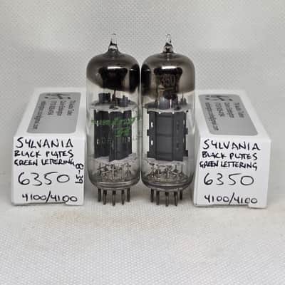 ***RARE*** Sylvania 6350 Black Plate Horseshoe Getter Perfectly Matched Pair NOS