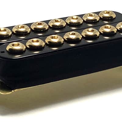 7 String Crusader NECK Humbucker by Dragonfire Featuring Enhanced Coverage, Black with Gold Oversized Hex Cap Poles image 3
