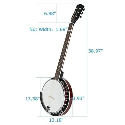 Professional Wood Metal 6-string Banjo White & Dark Golden image 2