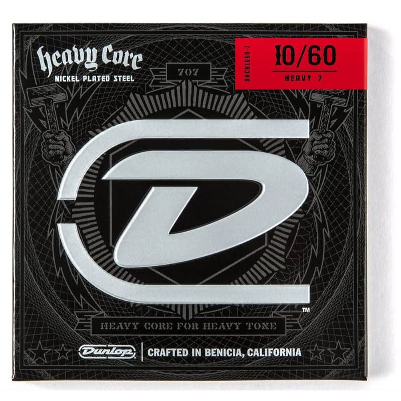 Dunlop DHCN1060 Heavy Core Nickel-Plated Steel 7-String Electric Guitar Strings - Heavy (10-60) image 1