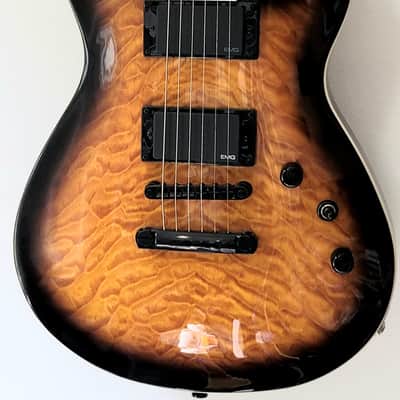 Fernandes Dragonfly Custom Elite Sunburst DC DoubleCut 24 Frets, Abalone EMG's image 2