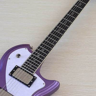Metallic Purple Custom Handmade Electric Guitar, Okoume Wood Body, Maple Neck, Rosewood 24 Frets Fingerboard image 9