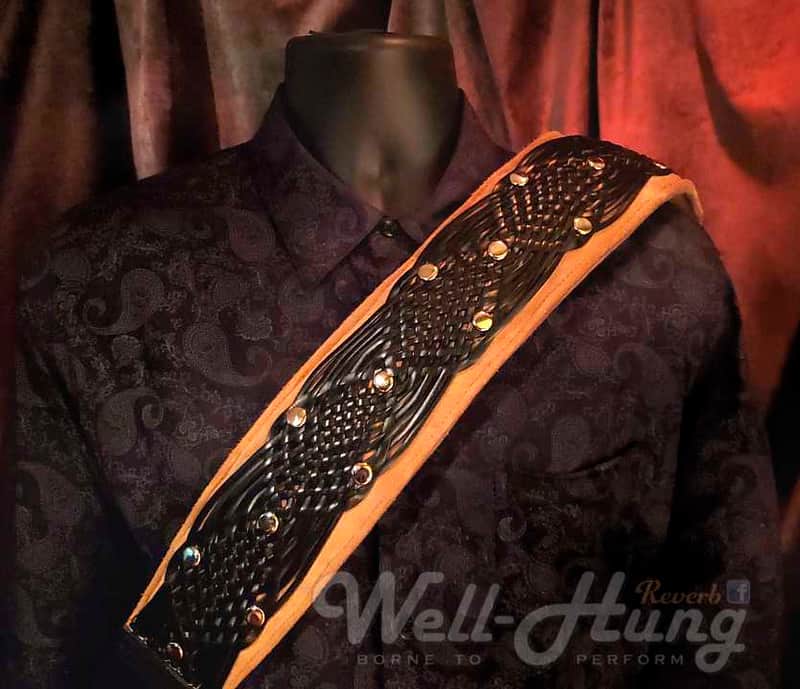 Well-Hung No Prisoners "Goliath" 3-1/2" wide MEGA padded Beastly leather guitar strap Bild 1
