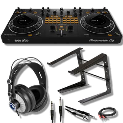 Pioneer DDJ-REV1 DJ Controller Bundle with Adjustable Laptop Stand for DJ's, Monitoring Headphones, Essential Cables and StreamEye Polishing Cloth image 5