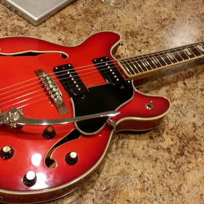 Aria ES 335 Copy 1970s Trans Red lawsuit Matsumoku Japan P-90s