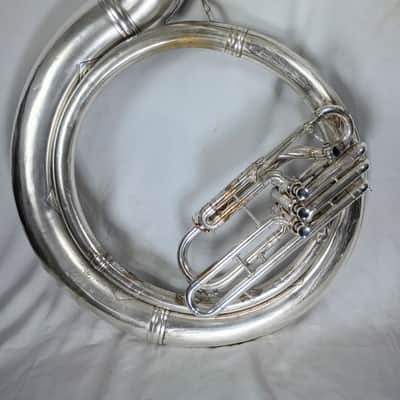 King 2350 BBb Satin Silver Sousaphone - complete overhaul with case, neck, and bits image 3