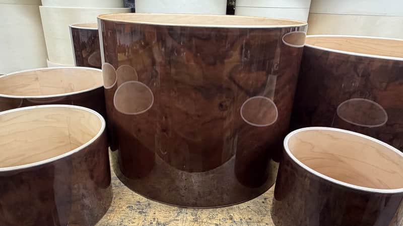 WALNUT BURL and Maple 6 ply core Drum Shell 7 pcs set - Clear gloss polished BEST OFFERS ACCEPTED! image 1