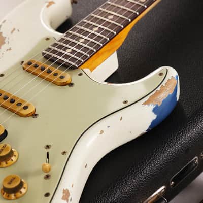 Fender Custom Shop White Lightning Stratocaster HSS Olympic White over Lake Placid Blue 2020 image 12