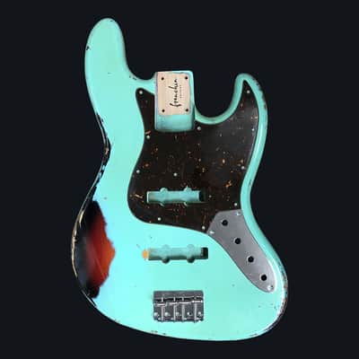 Made to Order - FRANCHIN Uranius bass body Relic Aged 100% Nitro Lacquer COLOR OVER COLOR (Sunburst/ Black/ White/ Blue/ Green/ Yellow/ Red/ Pink/ Burgundy/ Purple/ Gold/ Silver, etc.) Basswood Poplar Jazz-Bass Style Made in Italy image 2