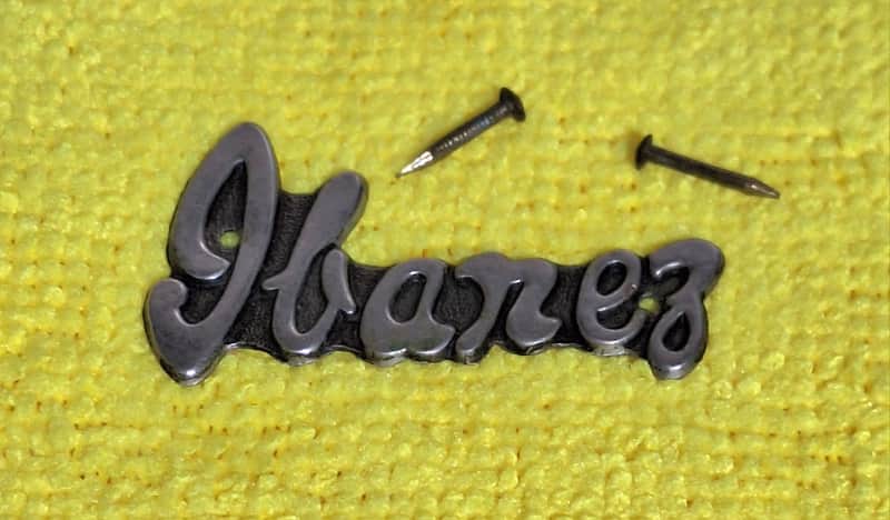 Original 1960's Ibanez Headstock Badge And Pins - Nickel / Black - image 1