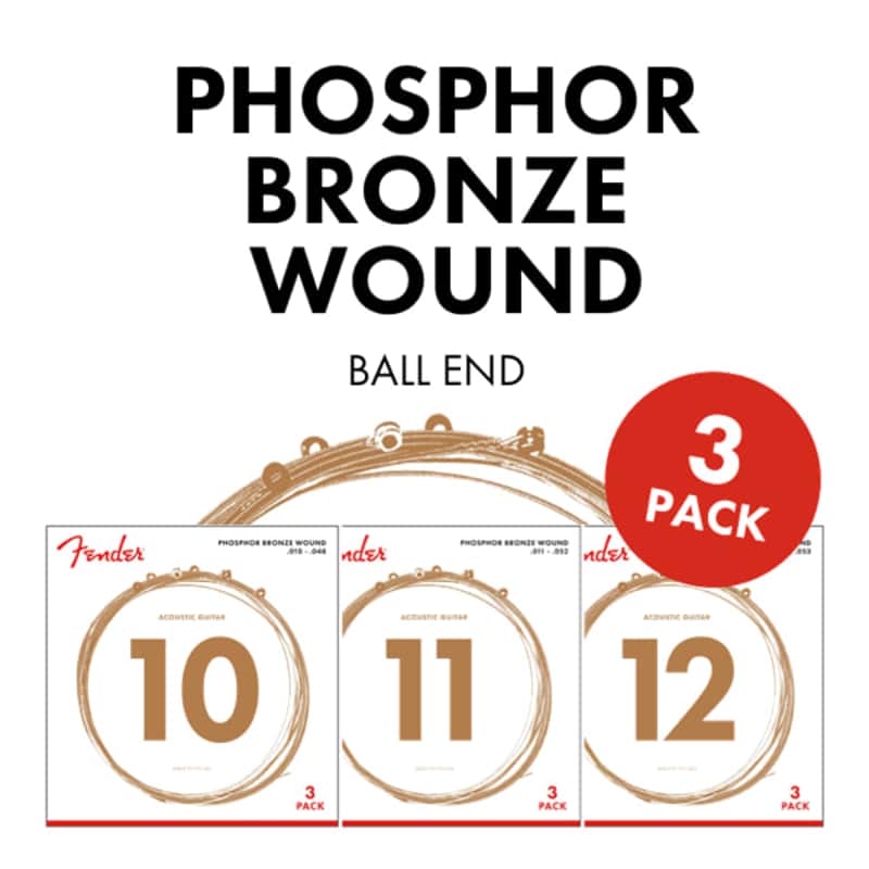 Fender Phosopher Bronze Guitar Strings 3 Pack 10-48 image 1