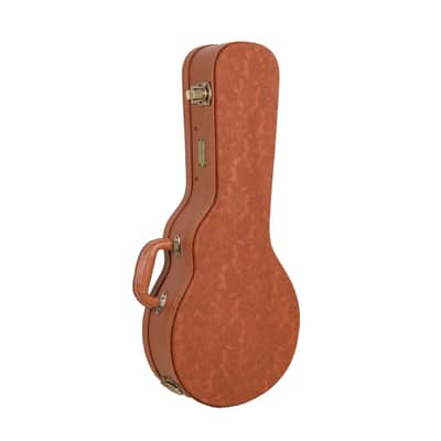 Crossrock Relief Series Wooden Case for F-Style Mandolin with Strong Textured Finish, Mink Faux Fur, Stainless Steel Clasps - Redwood image 2
