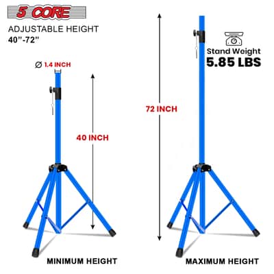 5 Core Speaker Stand Height Adjustable 72" Heavy Duty PA DJ Tripod Studio Monitor Stands image 3